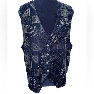 Tres Paquette Vintage Y2K Iridescent Hologram Foil Glitter Eclectic Button Vest